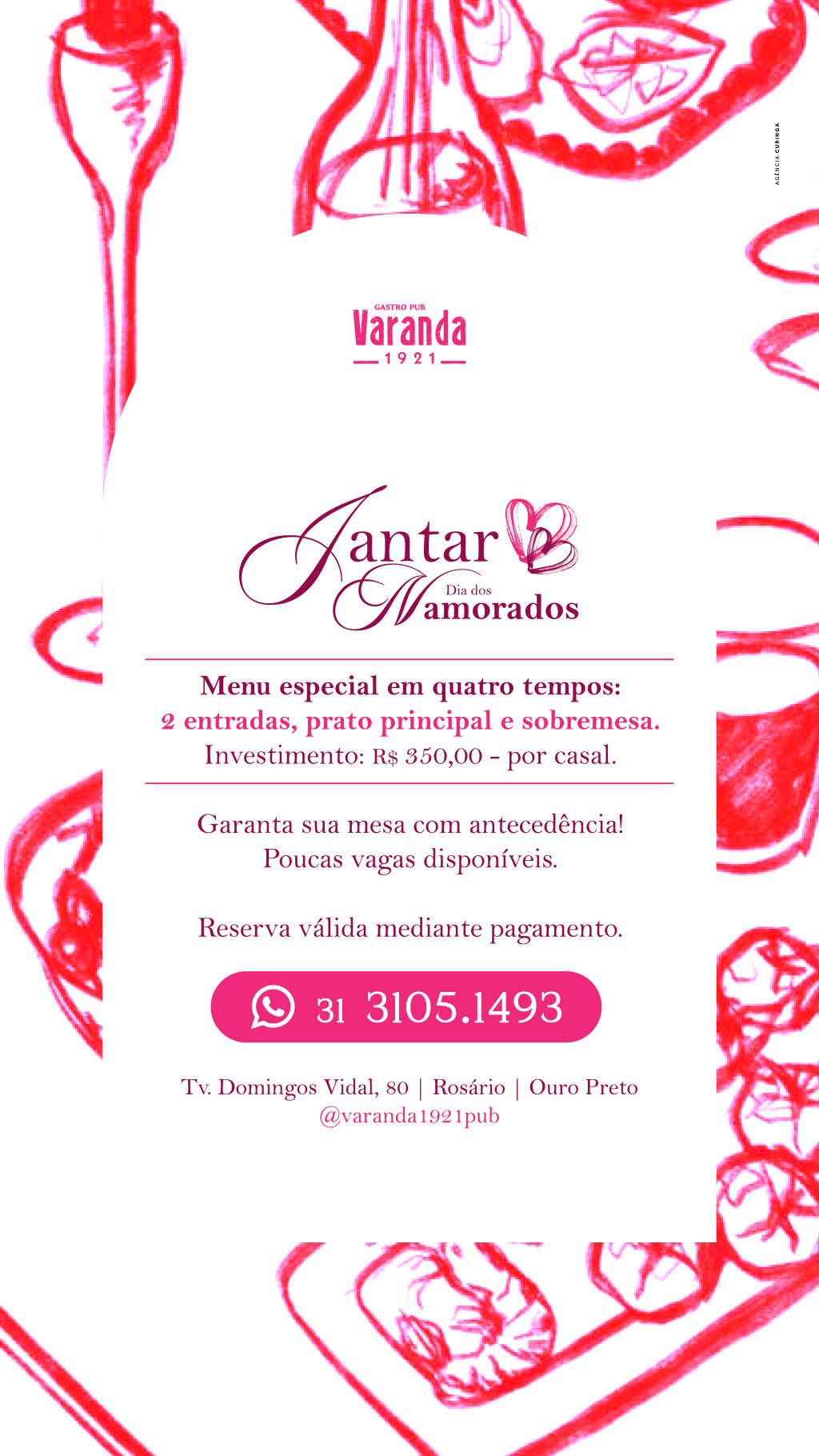 Cardápio Varanda 1921 - Dia dos Namorados